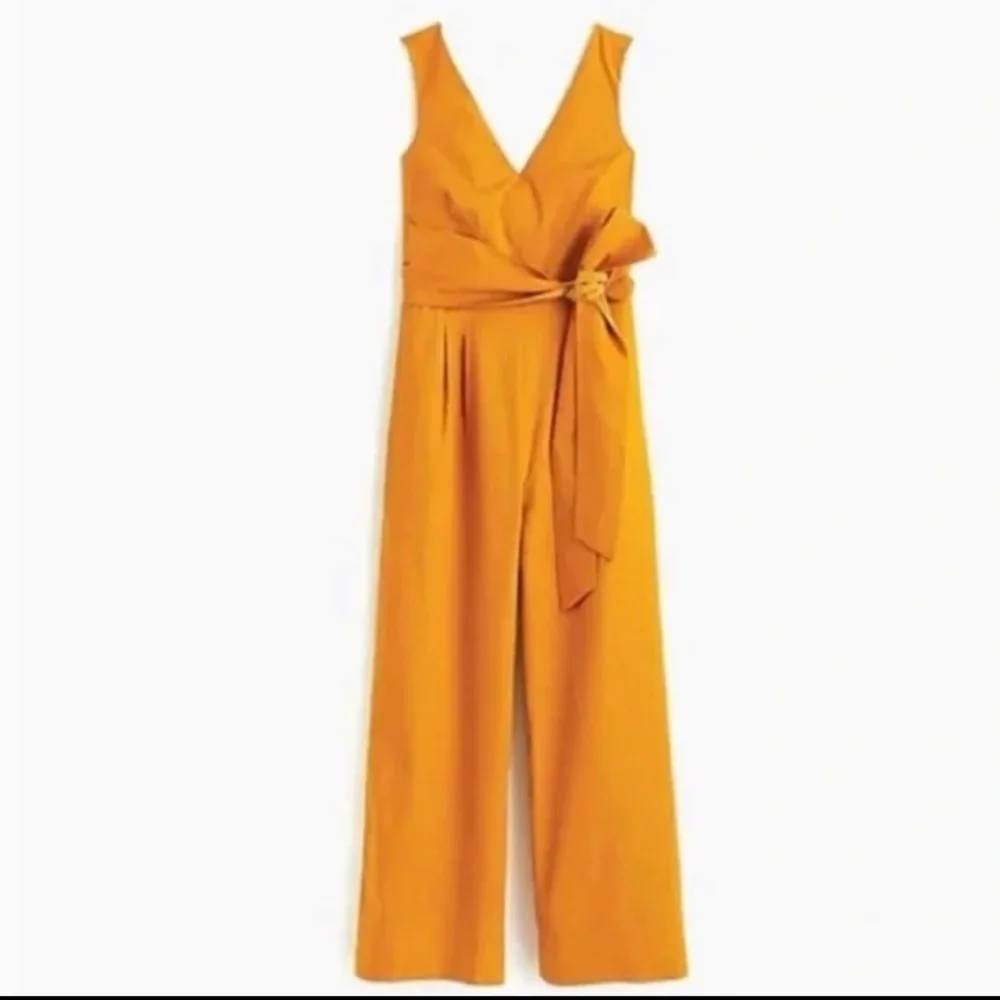 J. Crew Yellow Jumpsuit with Tie Waist and Cropped Wide-Leg - Picture 3 of 3